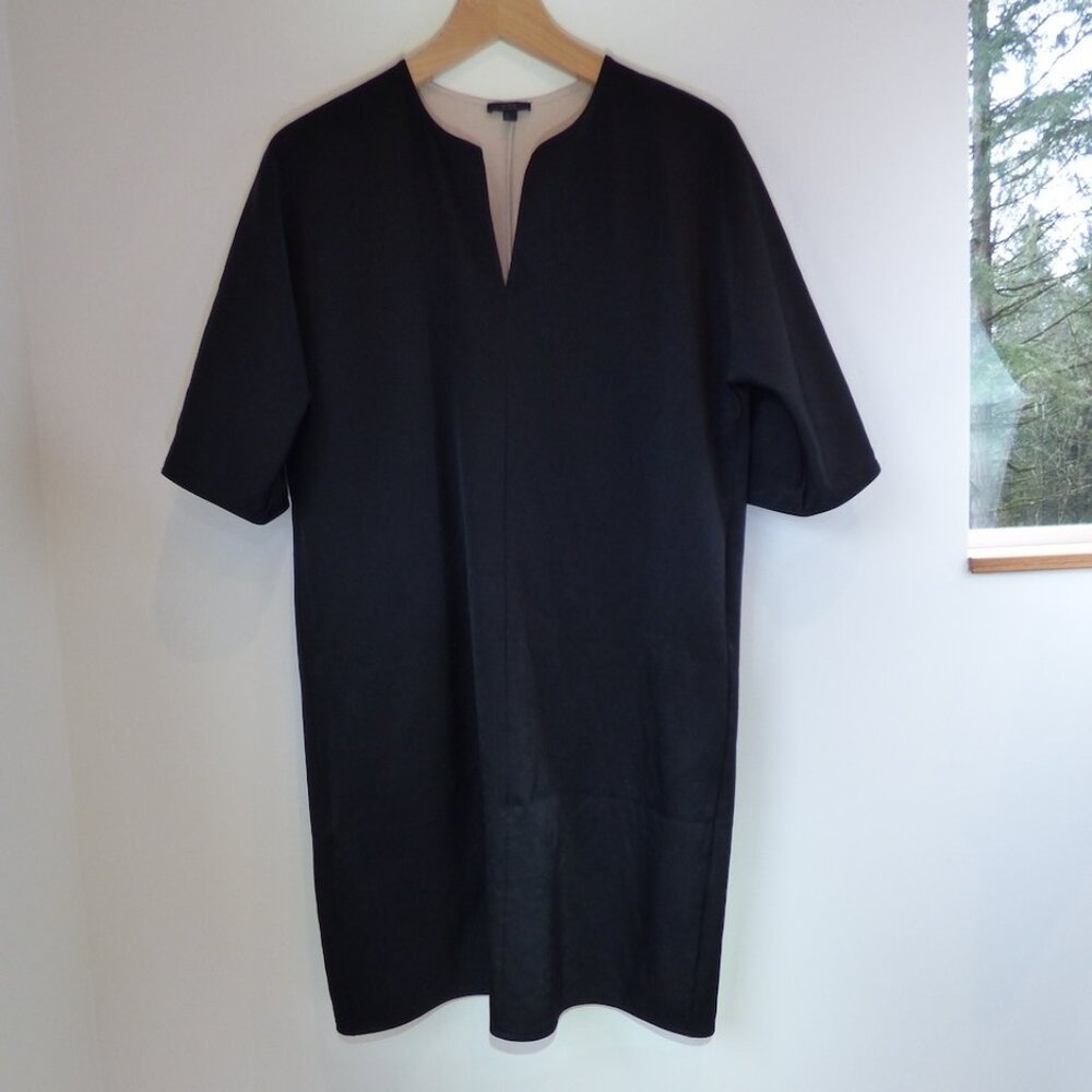 COS Shift Dress Knit Blue-Black Midnight Kimono Sleeve Split neck Pullover